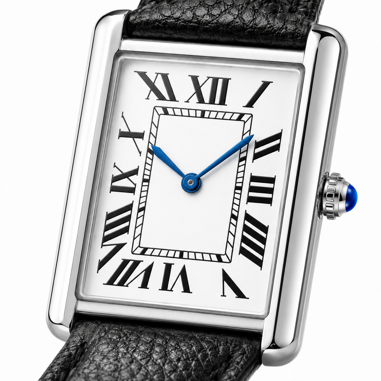 SR Prestige 38mm close-up of Roman numeral dial and blue hands