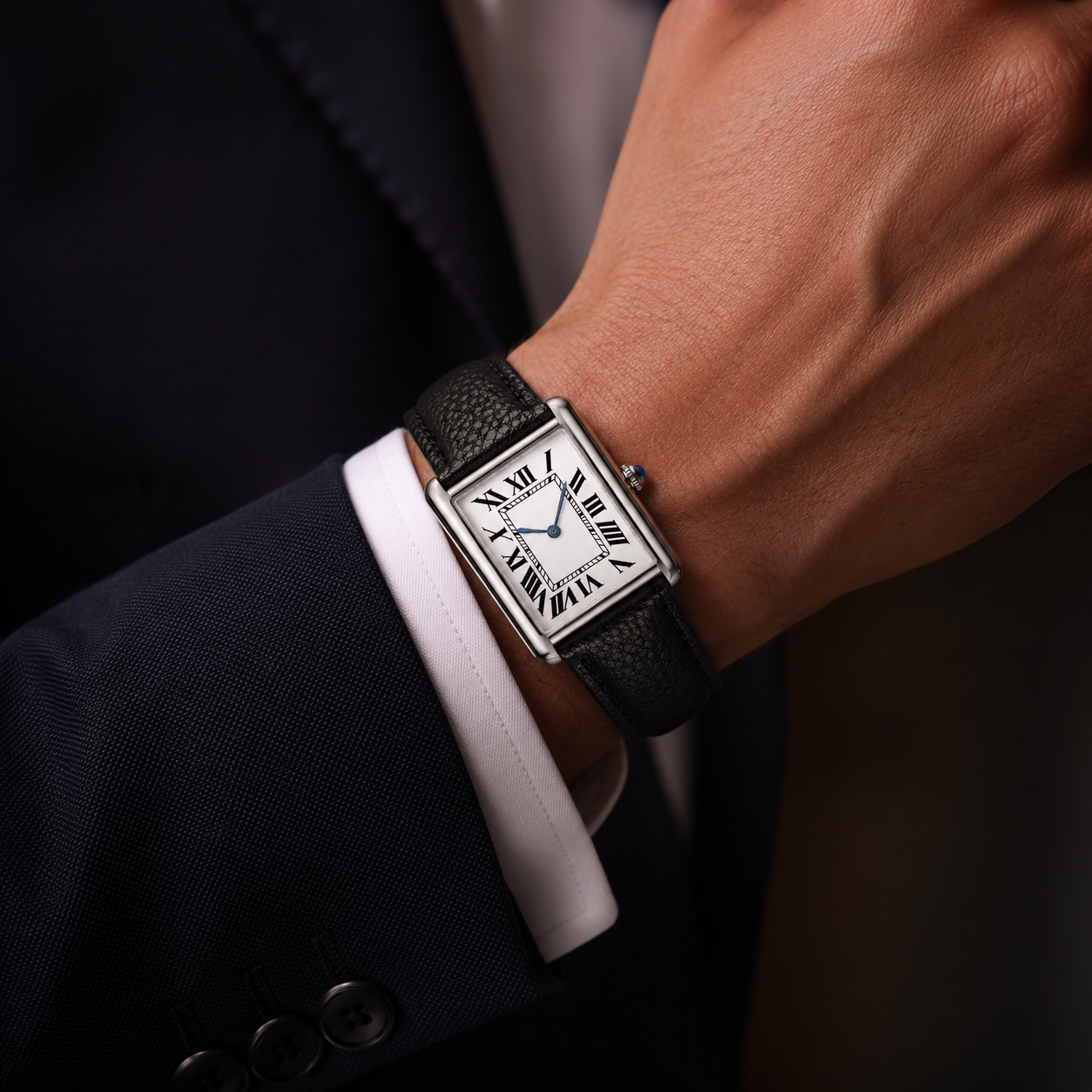 SR Prestige 38mm worn with a dark tailored suit